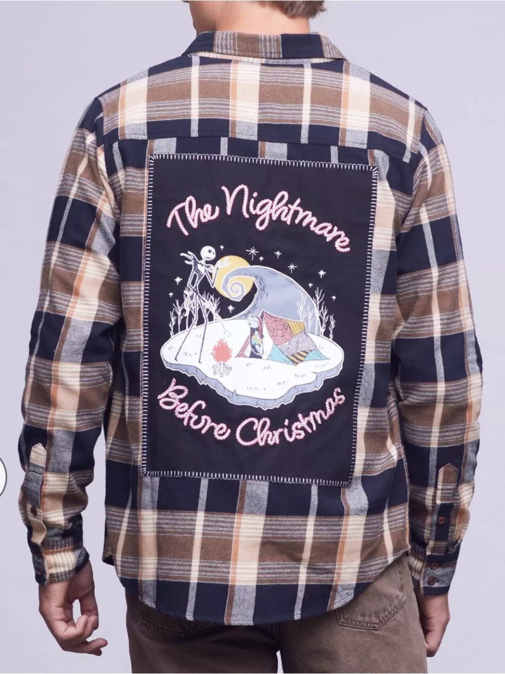 Disney The Nightmare Before Christmas Jack & Sally Plaid Flannel Medium Brown